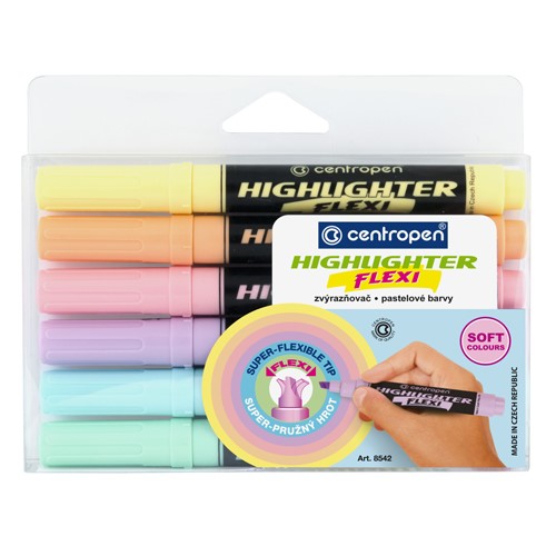 CENTROPEN Highlighter Flexi Pastel 8542 6 