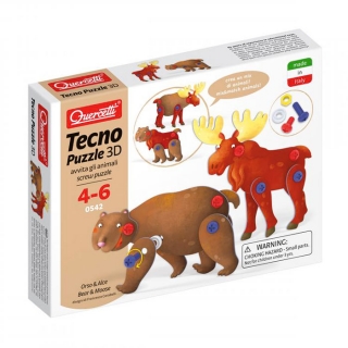 Quercetti Tecno Puzzle 3D - medveď a los - 0542